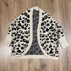 MUDPIE cheetah leopard‎ print cardigan soft Sherpa like fabric